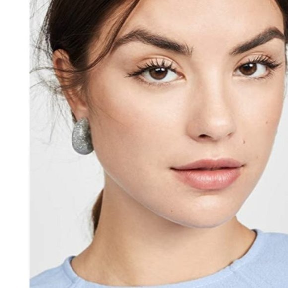 KATE SPADE New York Adore-Ables Glitter Huggies in Silver NEW - Picture 1 of 3